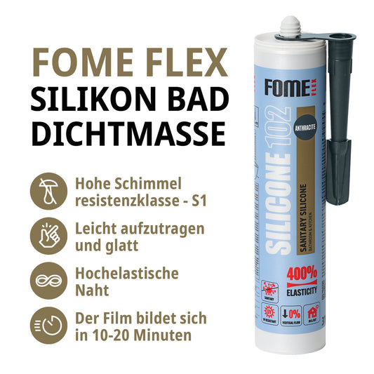 FOME FLEX 102 Sanitärsilikon für Bad & Küche, anthrazit, 310ml