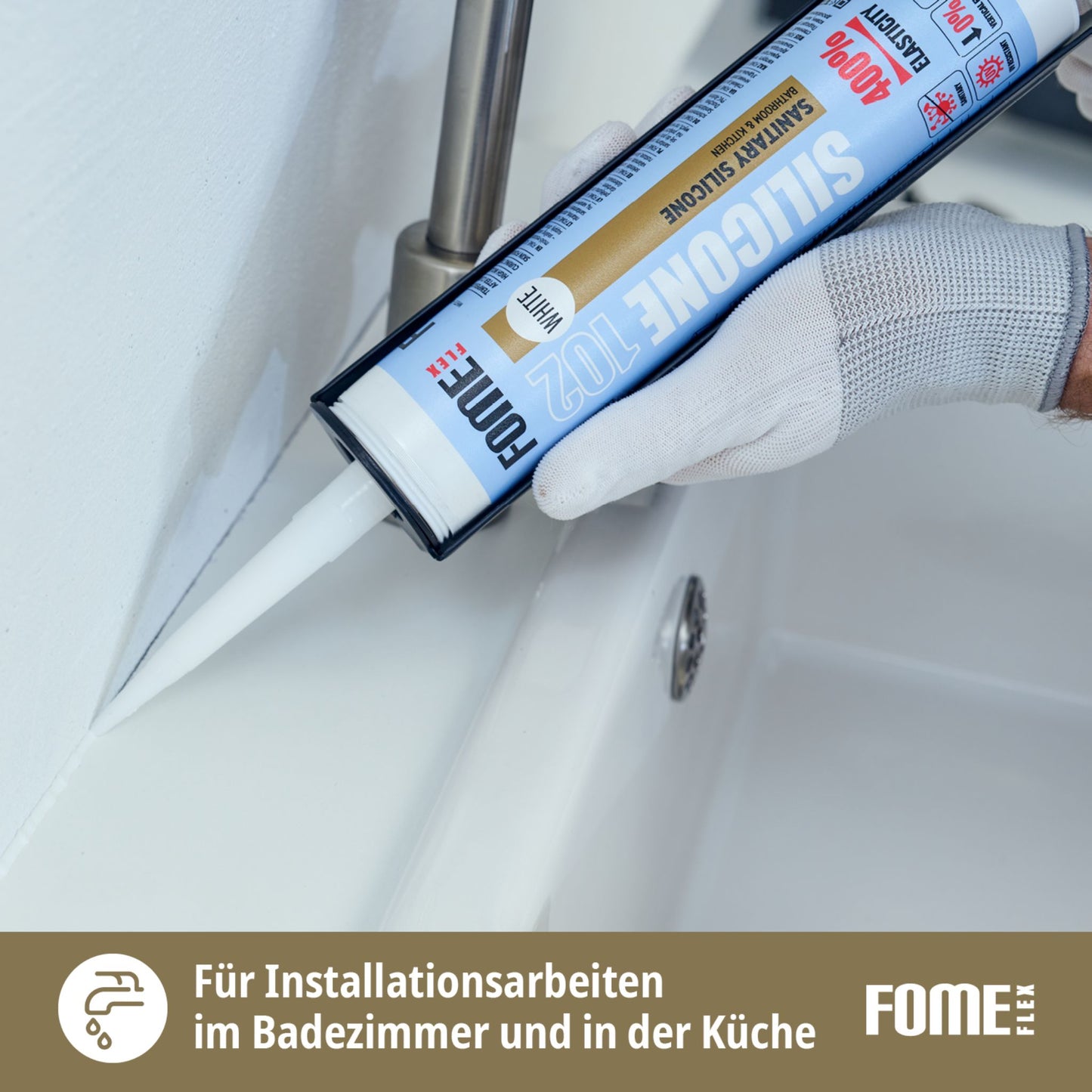 FOME FLEX 102 Sanitärsilikon für Bad & Küche, schwarz, 310ml