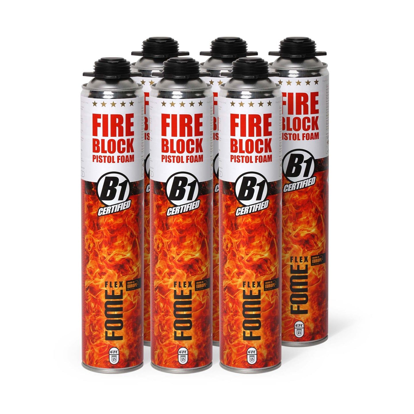 6 Stück FOME FLEX Fire Block Pistolenschaum B1 Montageschaum