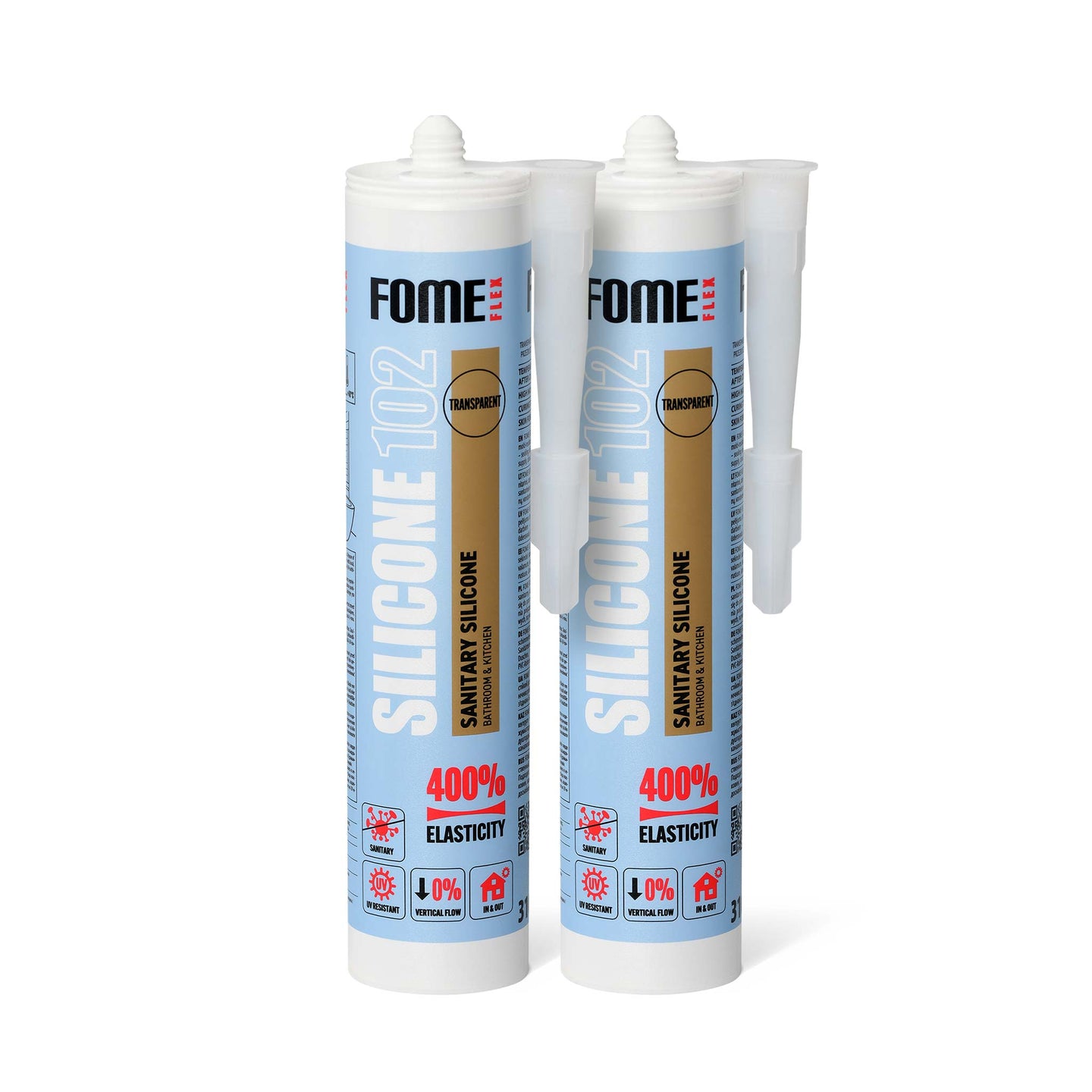 2 Stück FOME FLEX 102 Sanitärsilikon für Bad & Küche, transparent