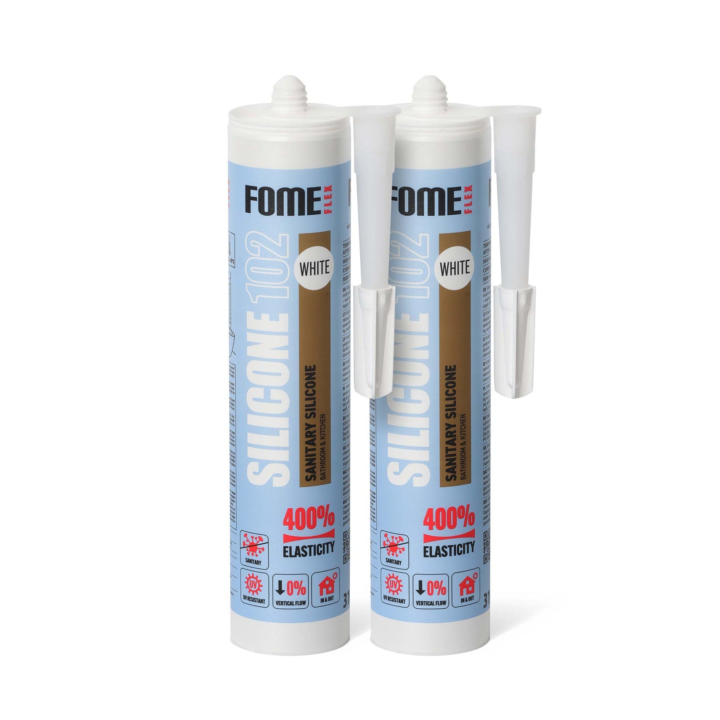 2 Stück FOME FLEX 102 Sanitärsilikon für Bad & Küche, weiß