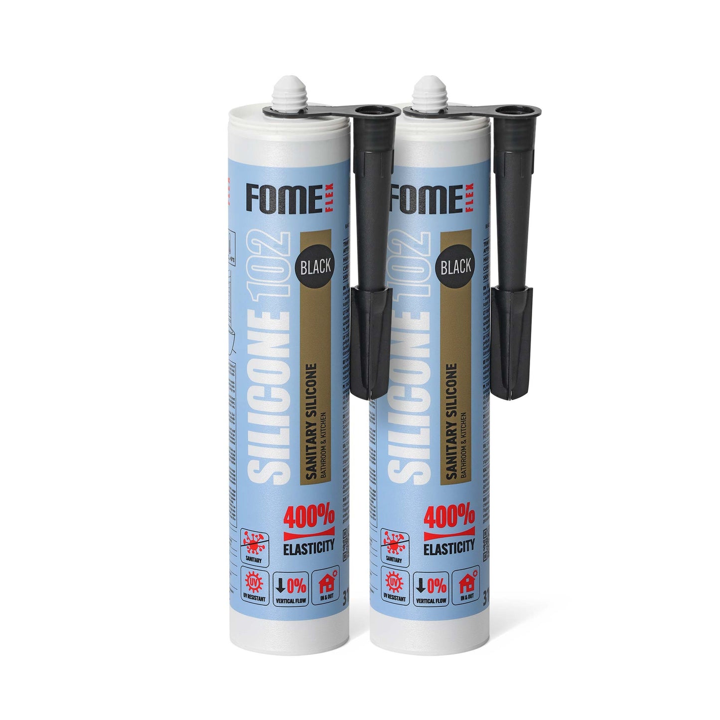 2 Stück FOME FLEX 102 Sanitärsilikon, schwarz