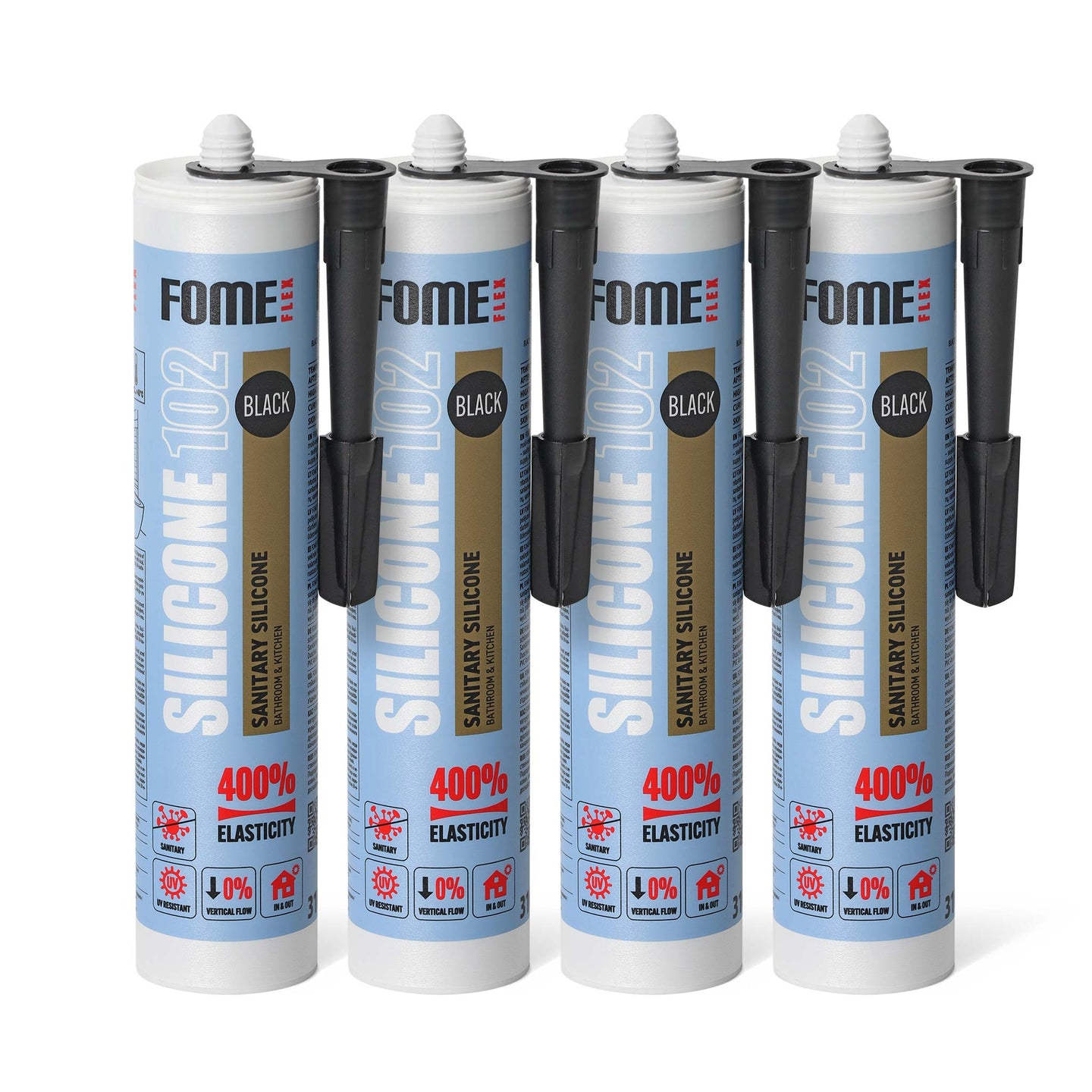 4 Stück FOME FLEX 102 Sanitärsilikon, schwarz