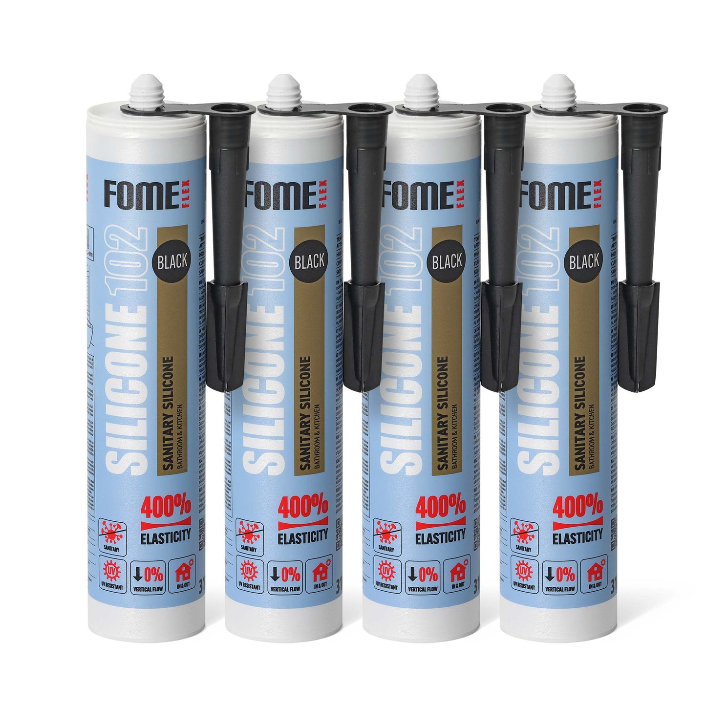 4 Stück FOME FLEX 102 Sanitärsilikon, schwarz