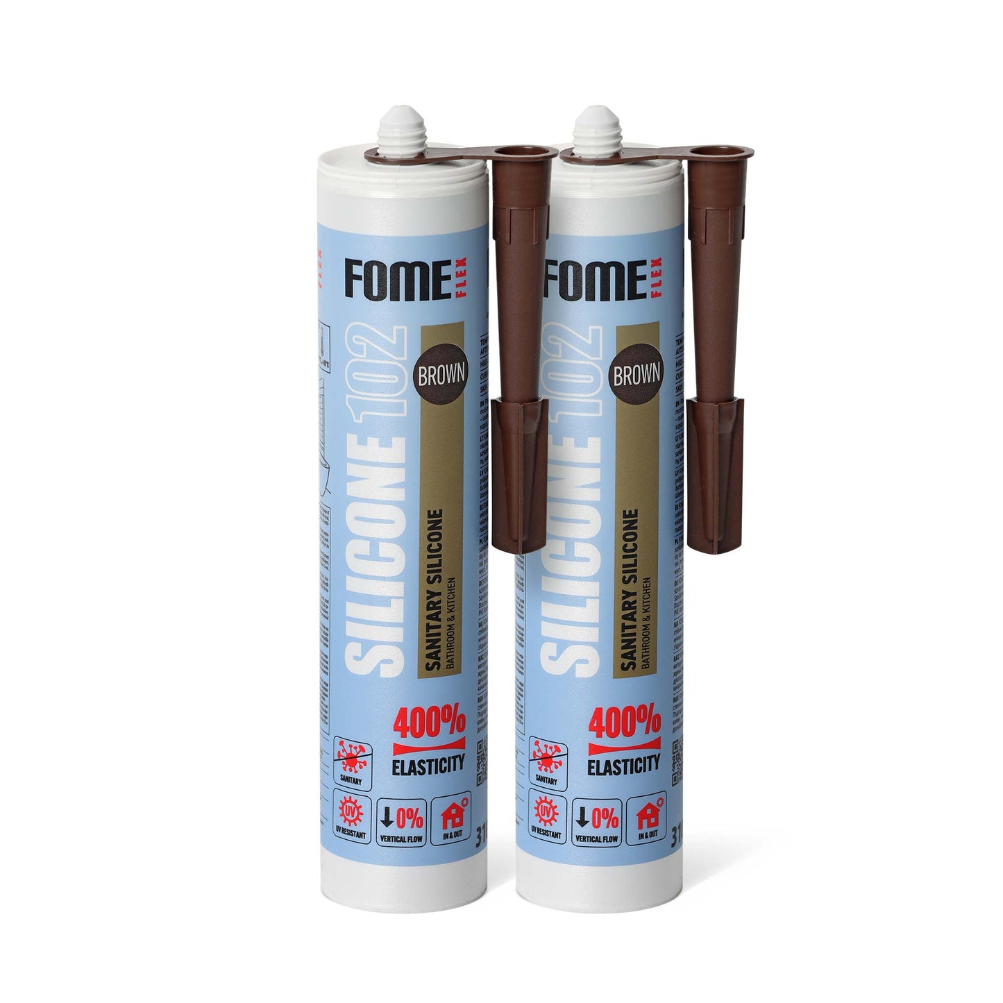 2 Stück FOME FLEX 102 Sanitärsilikon für Bad & Küche, braun