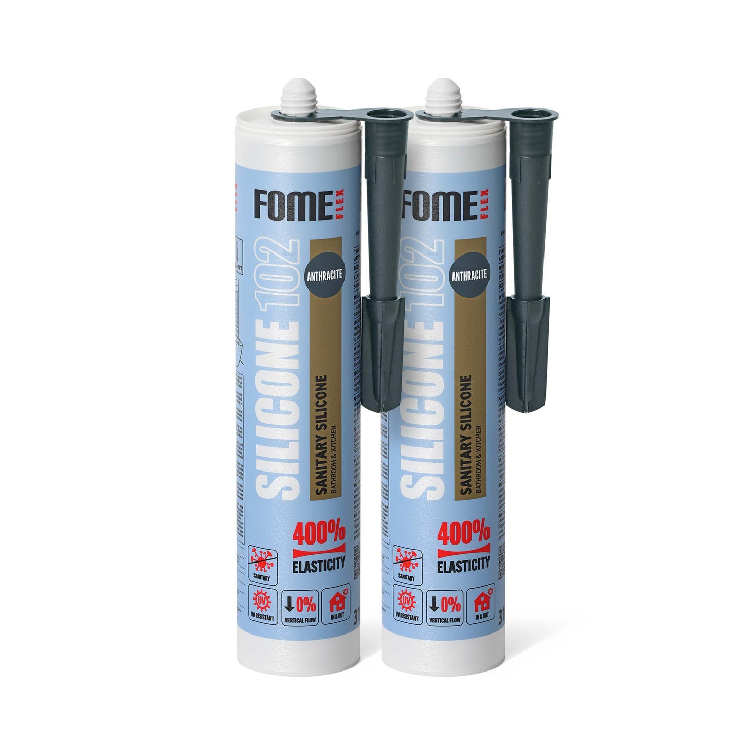 2 Stück FOME FLEX 102 Sanitärsilikon für Bad & Küche, anthrazit