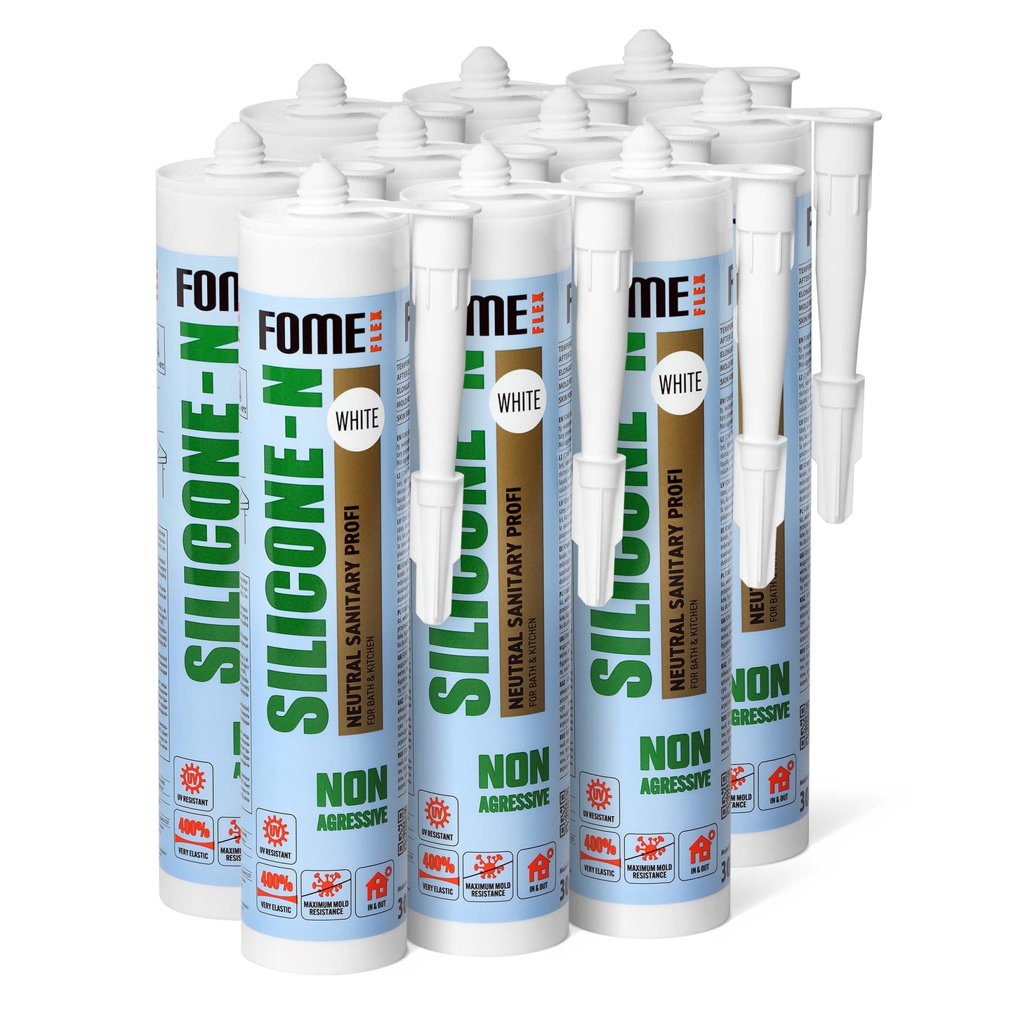 10 Stück FOME FLEX Neutrales Silikon SILICONE-N, weiß