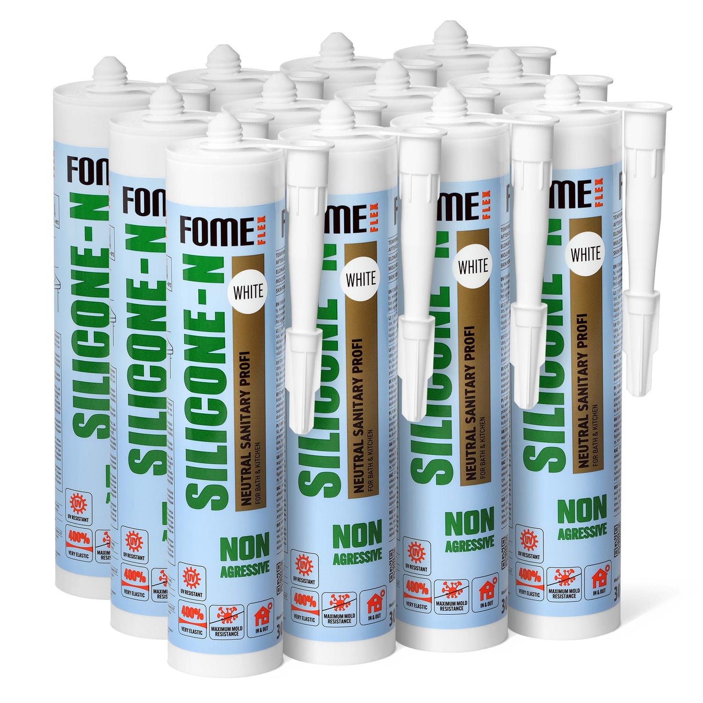 12 Schachtel FOME FLEX Neutrales Silikon SILICONE-N, weiß