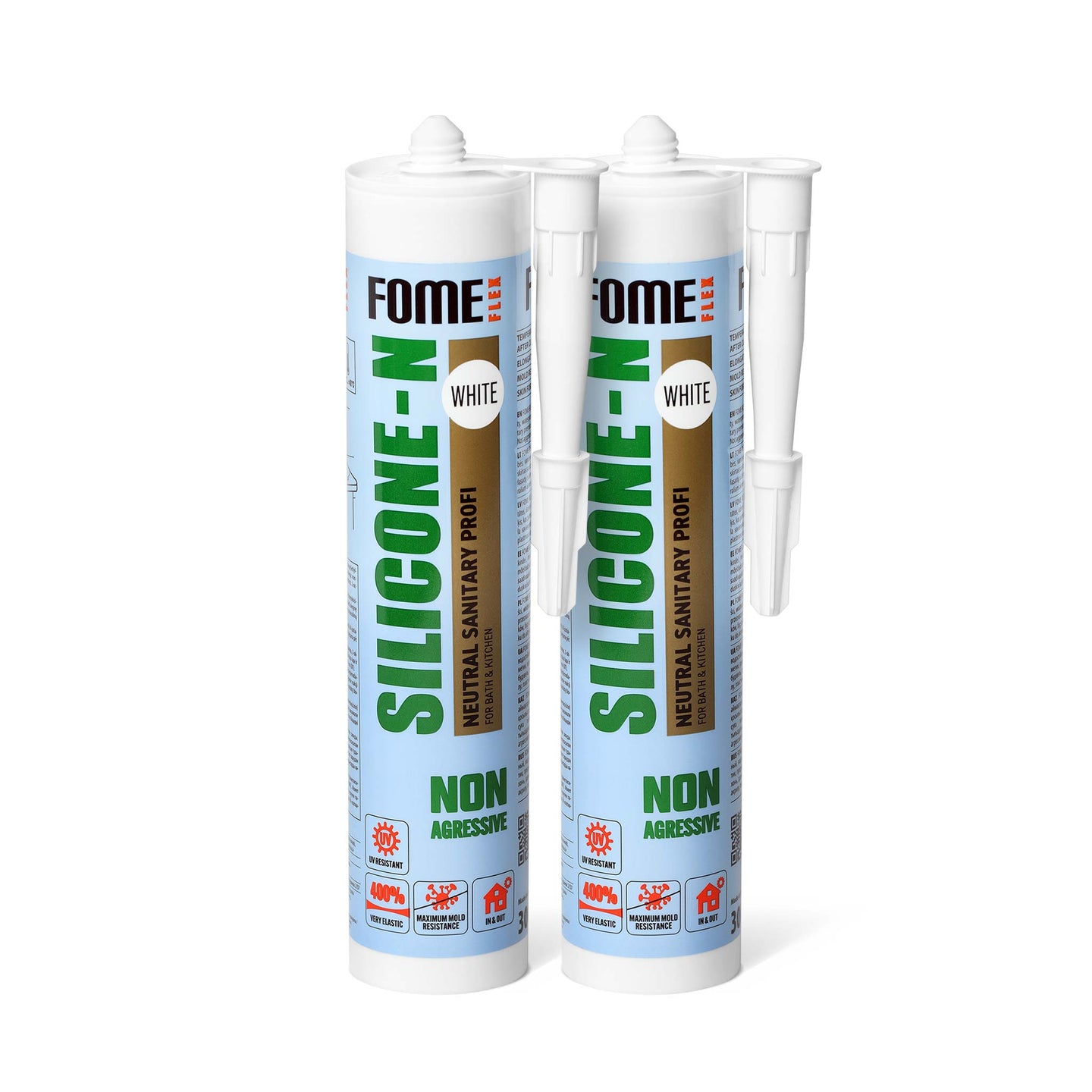 2 Stück FOME FLEX Neutrales Silikon SILICONE-N, weiß