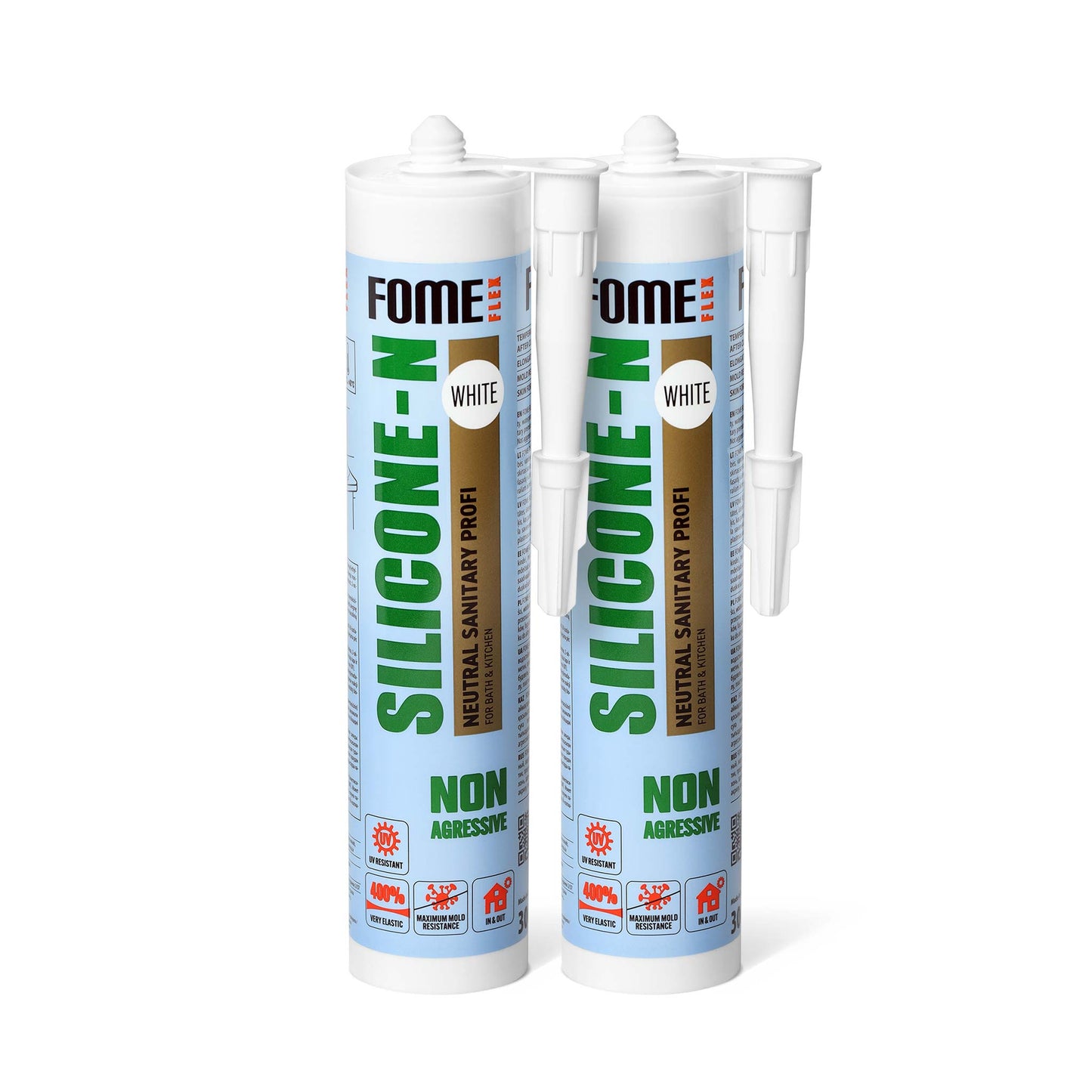 2 Stück FOME FLEX Neutrales Silikon SILICONE-N, weiß