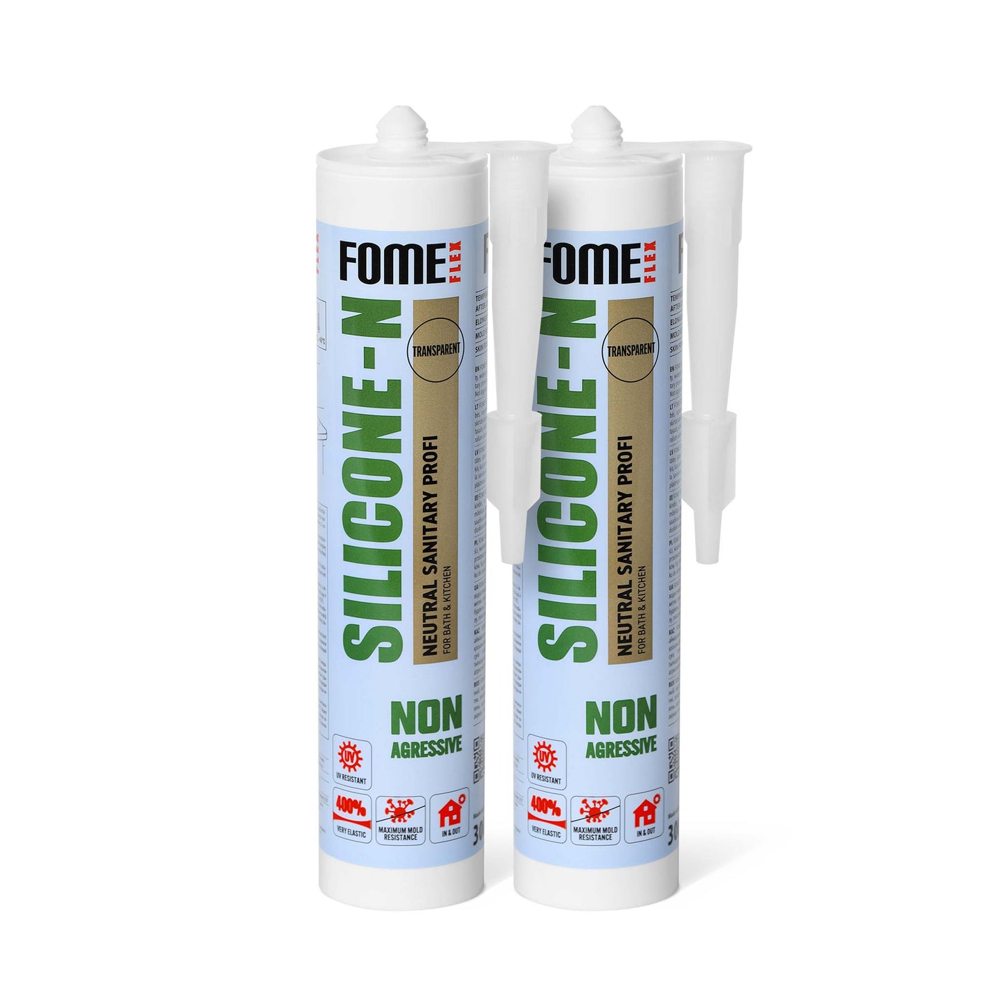 2 Stück FOME FLEX Neutrales Silikon SILICONE-N, transparent