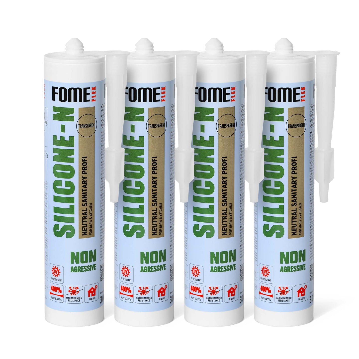 4 Stück FOME FLEX Neutrales Silikon SILICONE-N, transparent