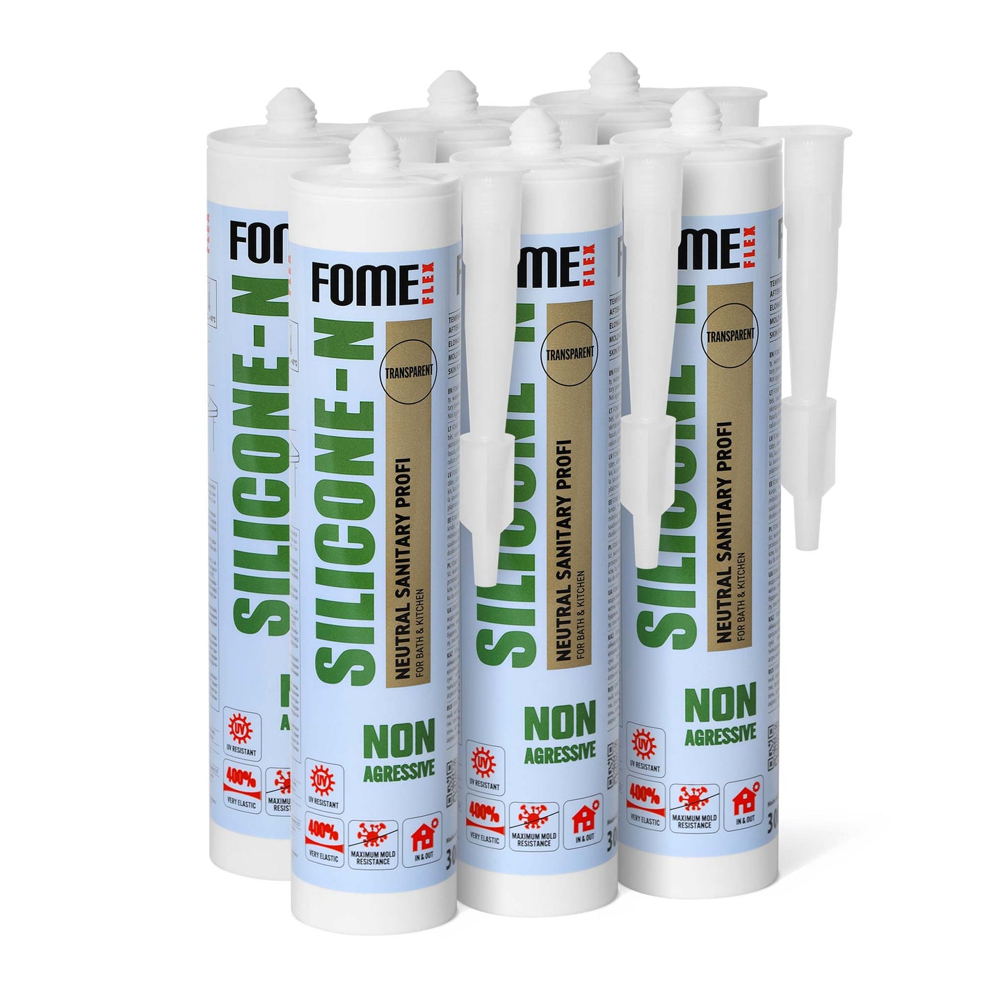 6 Stück FOME FLEX Neutrales Silikon SILICONE-N, transparent