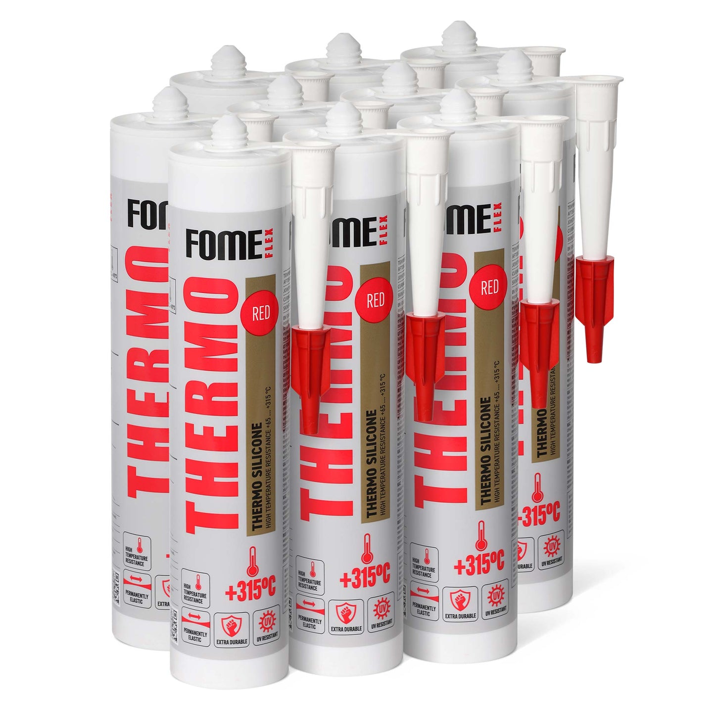 10 Stück FOME FLEX Hochtemperatur-Silikon THERMO 315 °C, rot