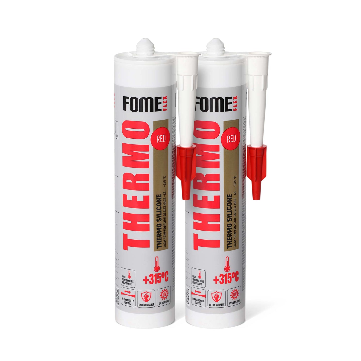 2 Stück FOME FLEX Hochtemperatur-Silikon THERMO 315 °C, rot