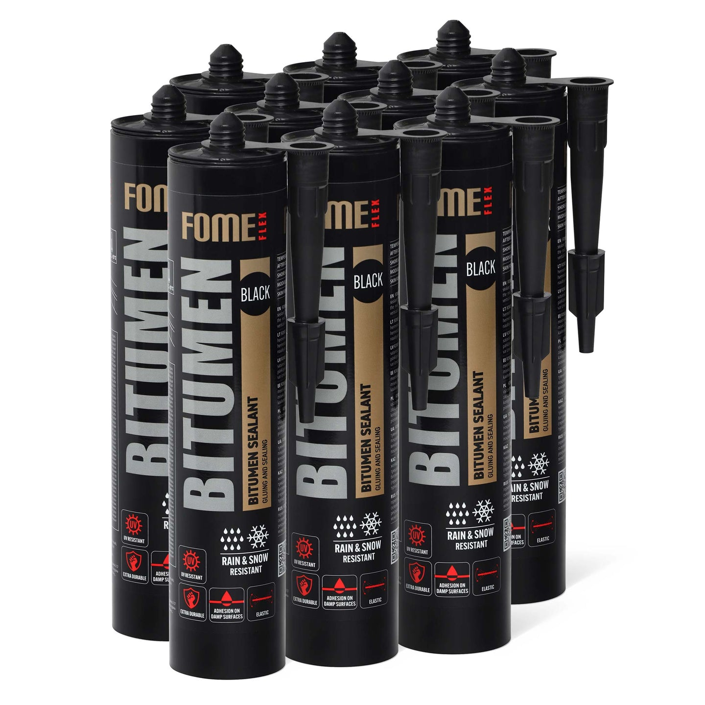10 Stück FOME FLEX Bitumen-Dichtstoff, Schwarz