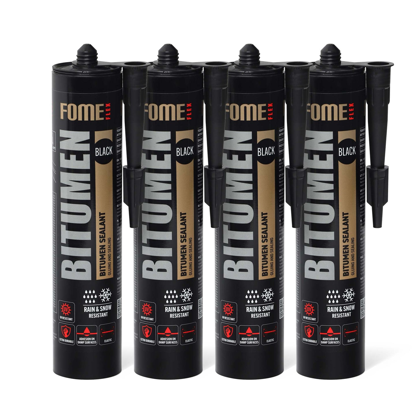 4 Stück FOME FLEX Bitumen-Dichtstoff, Schwarz