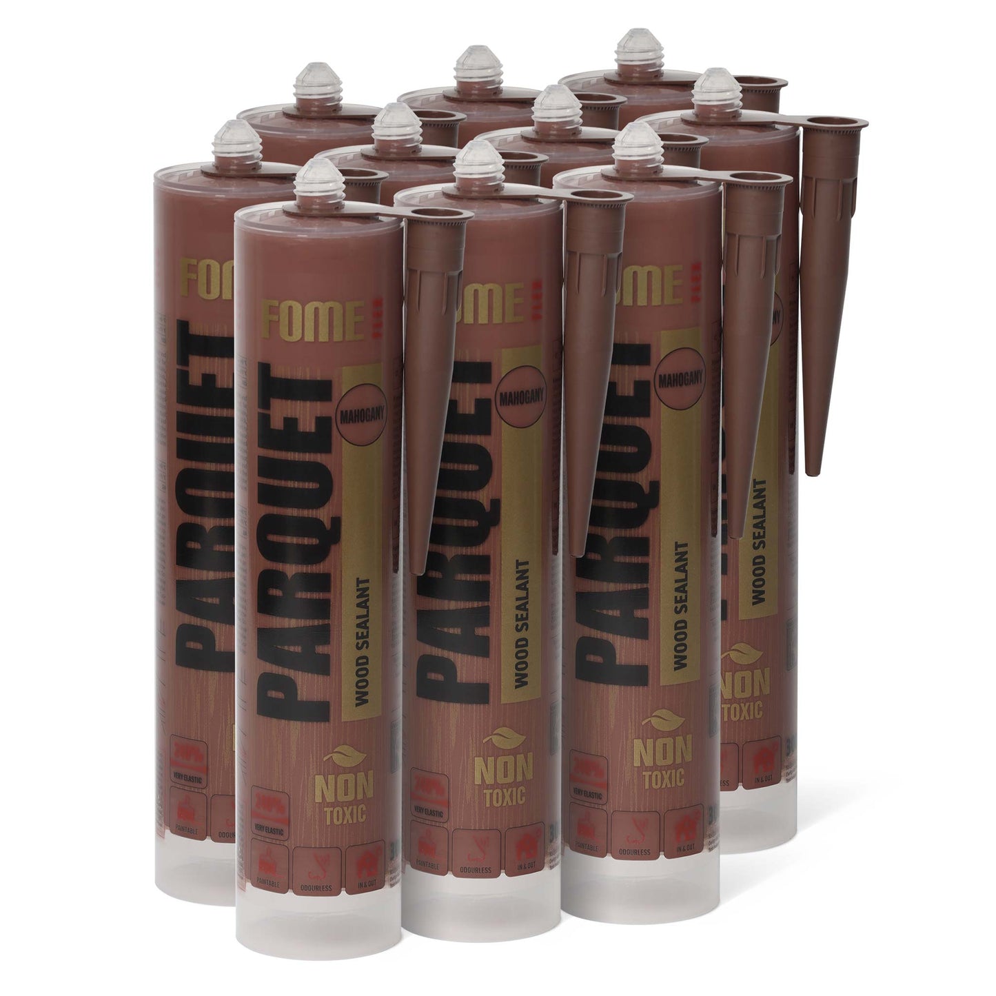 10 Stück FOME FLEX PARQUET Holzdichtstoff, Mahagoni