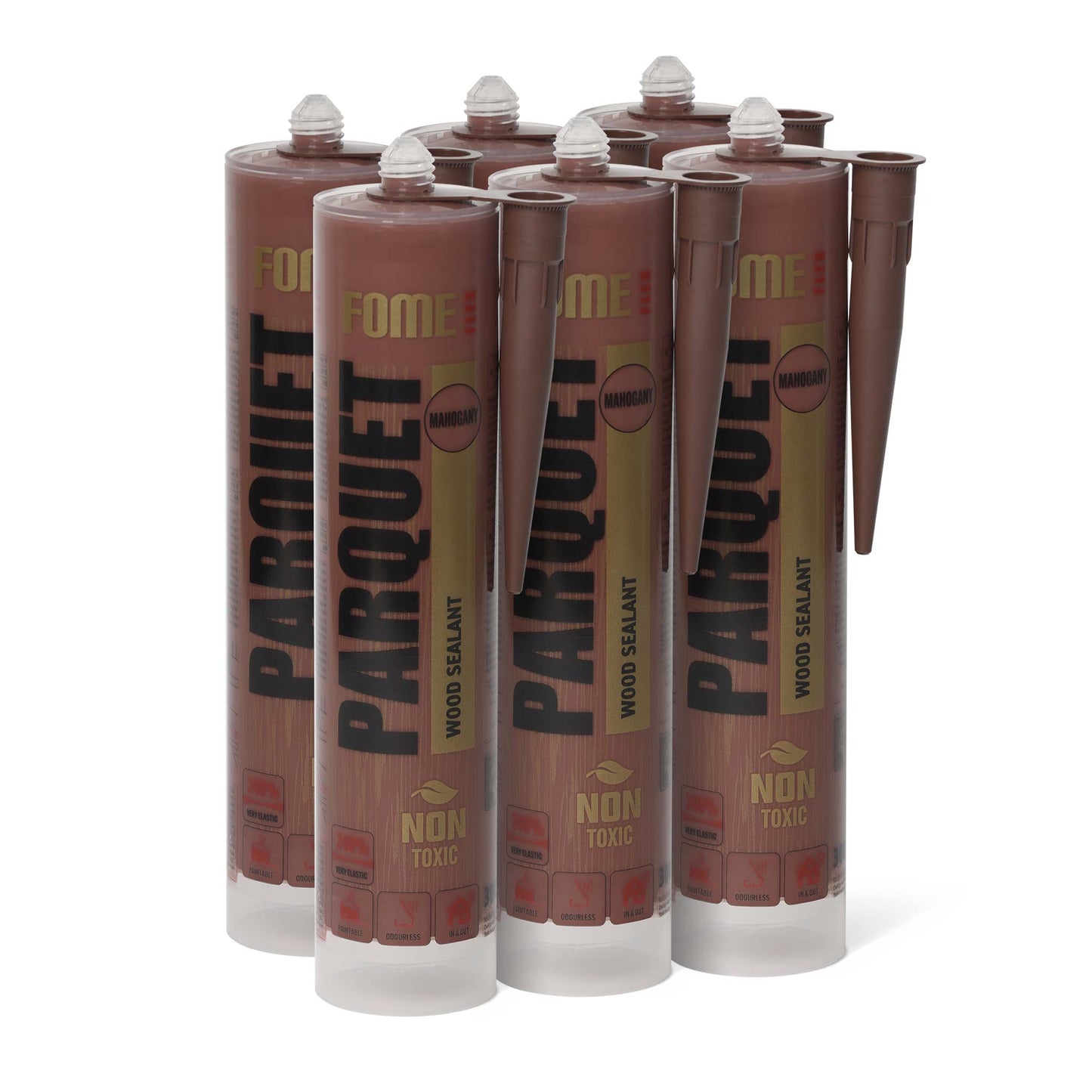 6 Stück FOME FLEX PARQUET Holzdichtstoff, Mahagoni