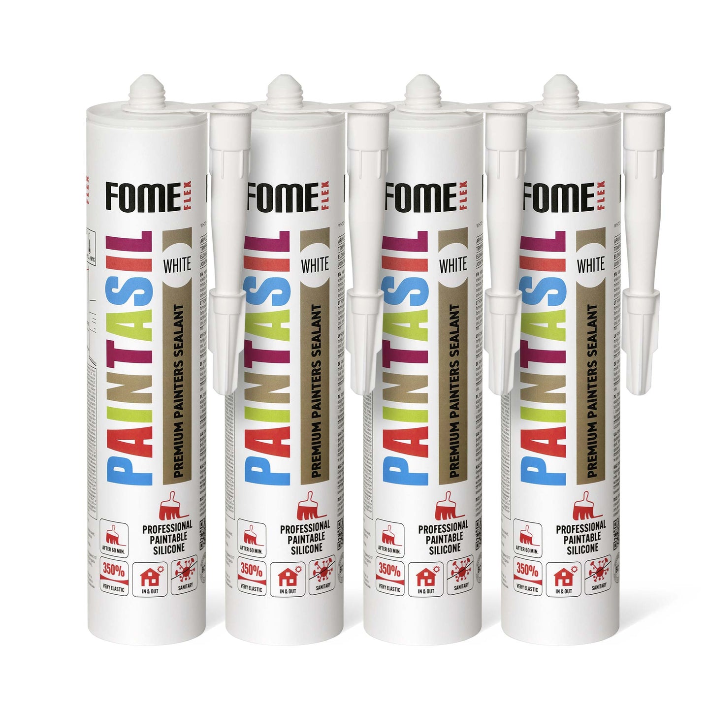 4 Stück FOME FLEX PAINTASIL überstreichbares Acryl