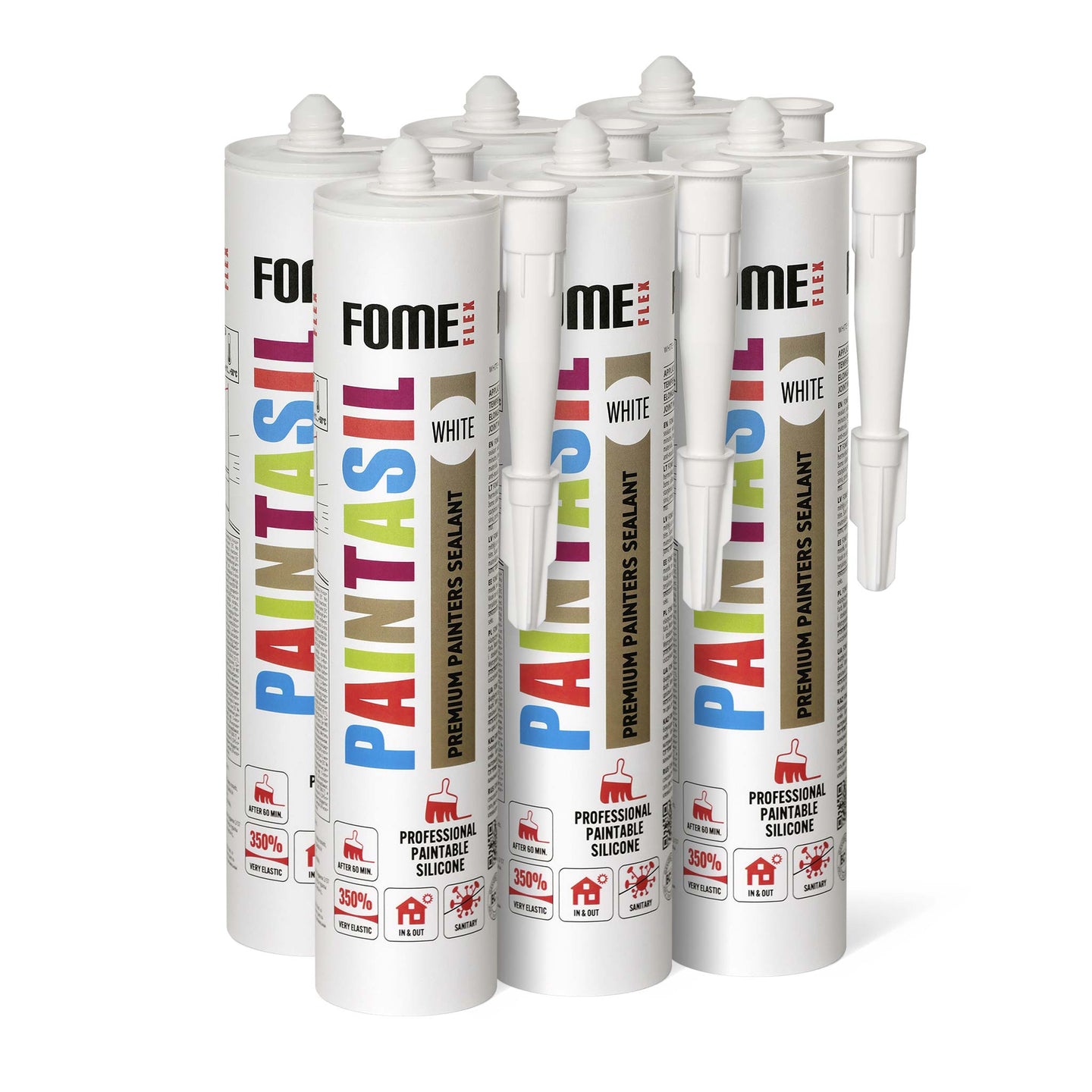 6 Stück FOME FLEX PAINTASIL überstreichbares Acryl