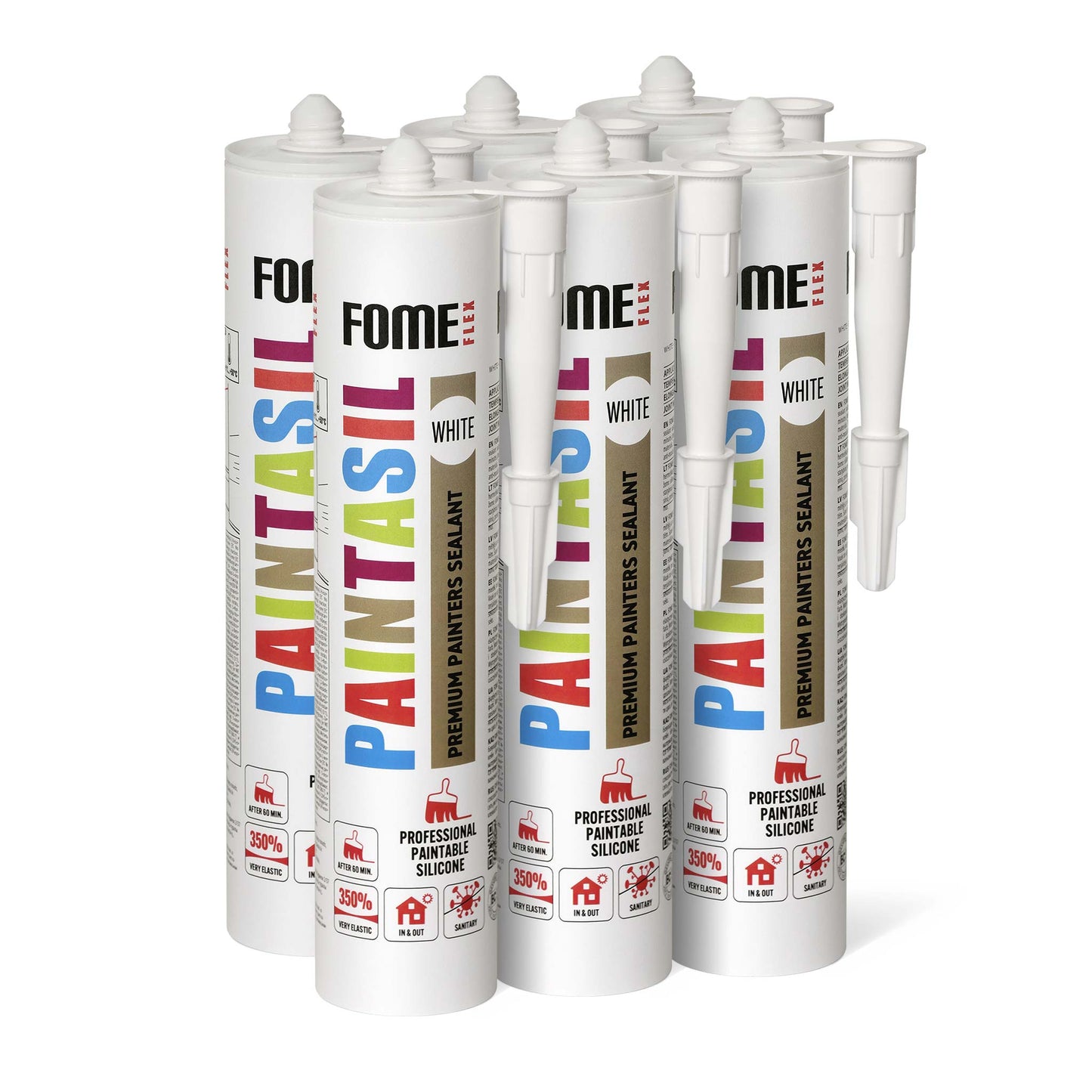 6 Stück FOME FLEX PAINTASIL überstreichbares Acryl