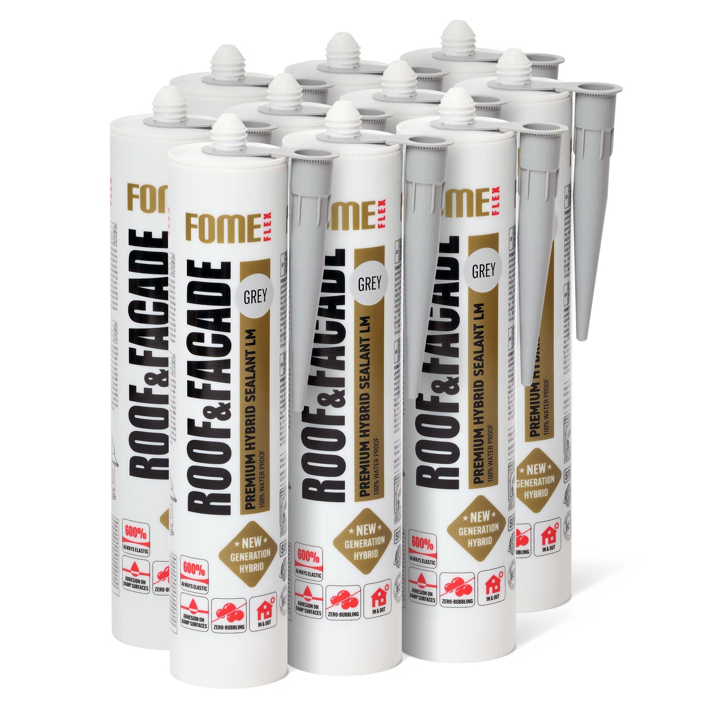 10 Stück FOME FLEX ROOF & FACADE, grau, 300ml