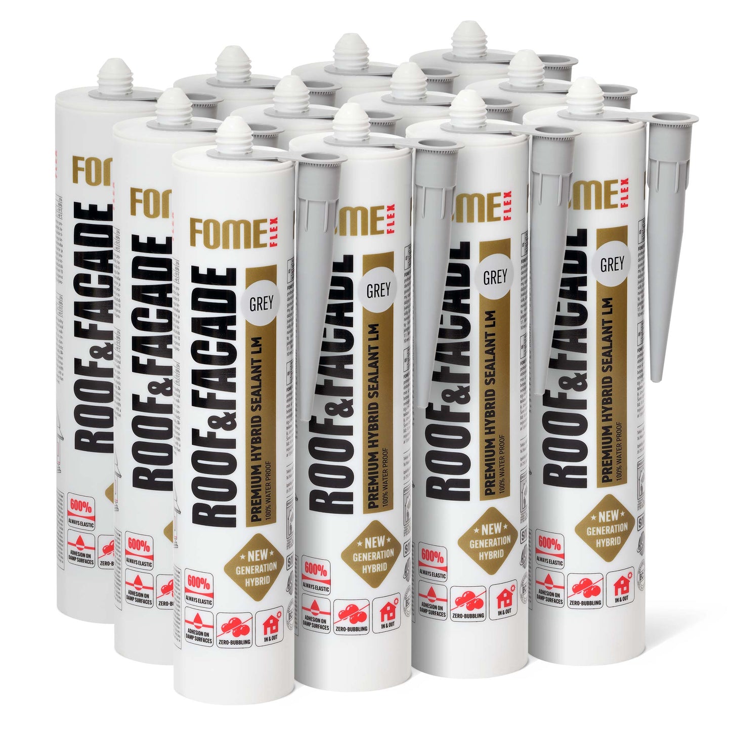 12 Stück FOME FLEX ROOF & FACADE, grau, 300ml