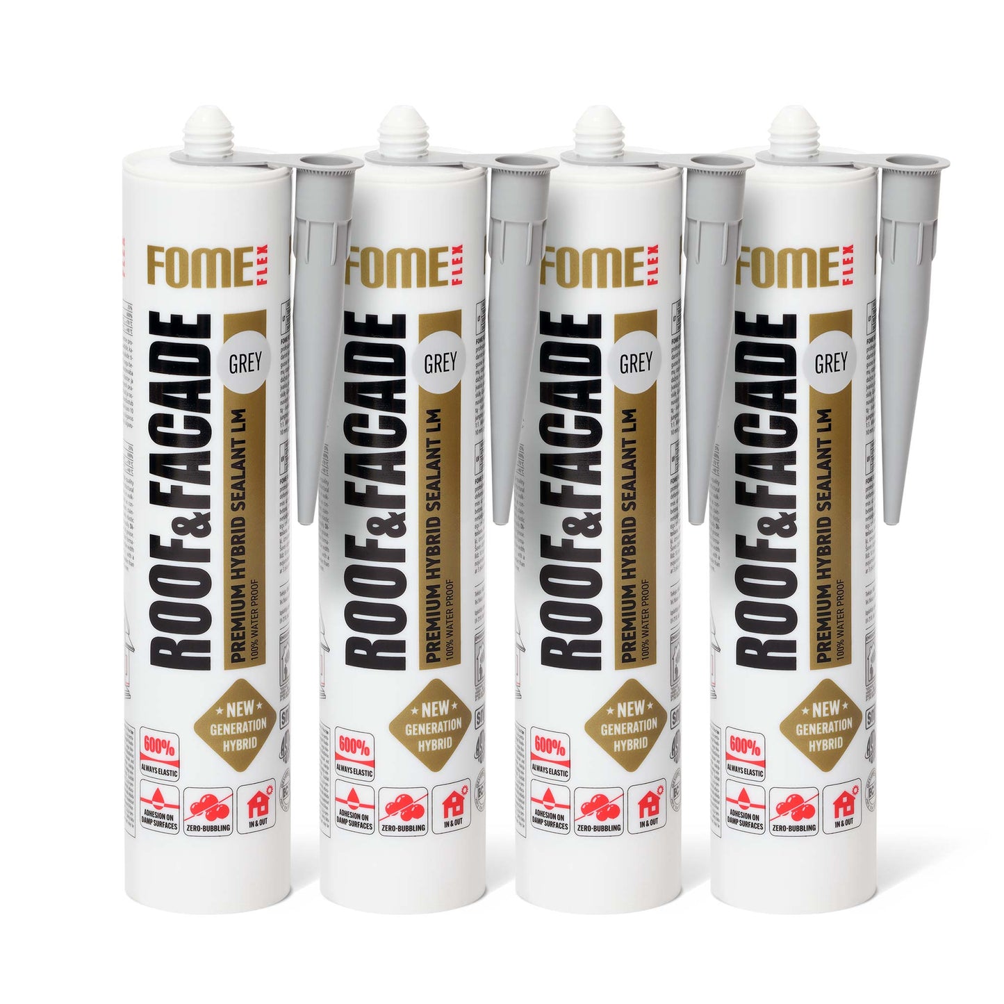 4 Stück FOME FLEX ROOF & FACADE, grau, 300ml