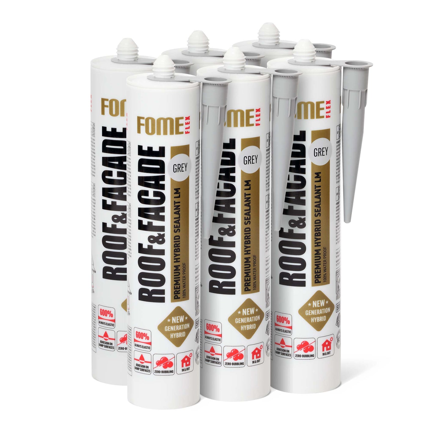 6 Stück FOME FLEX ROOF & FACADE, grau, 300ml