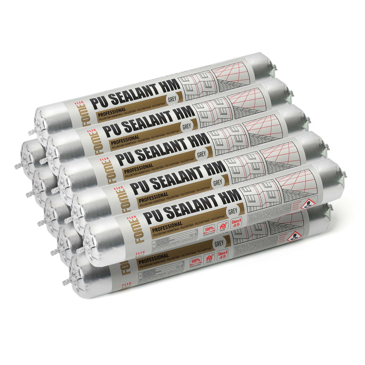 10 Stück FOME FLEX PU-DICHTUNGSMITTEL HM, grau