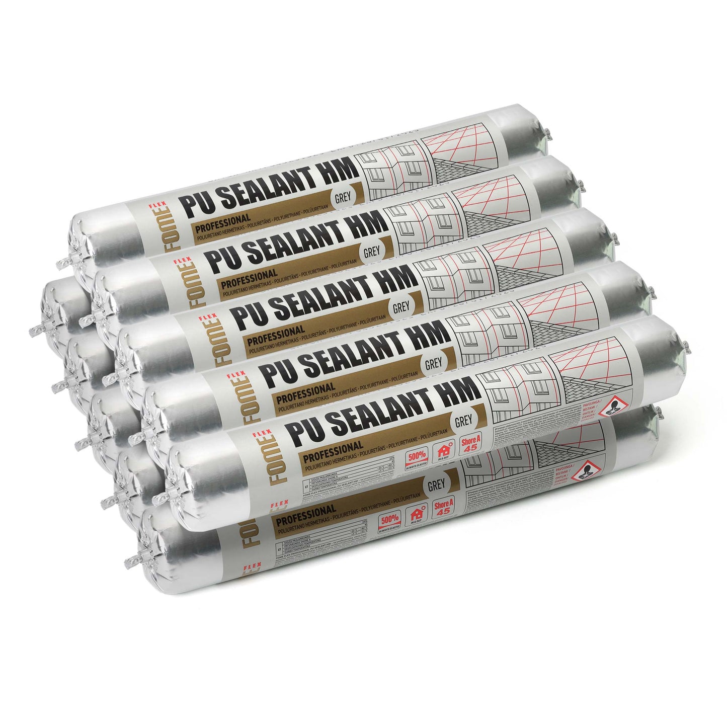 10 Stück FOME FLEX PU-DICHTUNGSMITTEL HM, grau