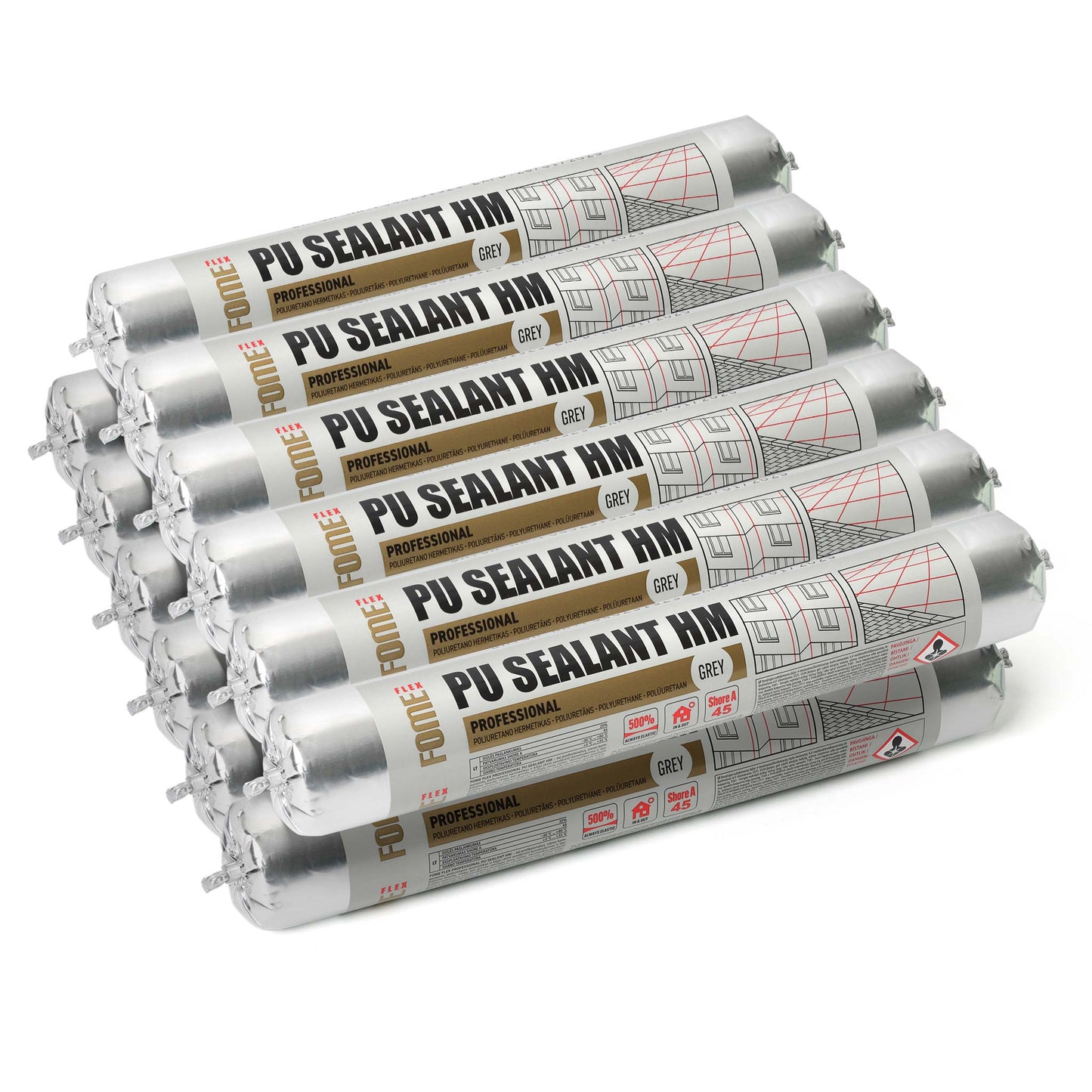 12 Stück FOME FLEX PU-DICHTUNGSMITTEL HM, grau