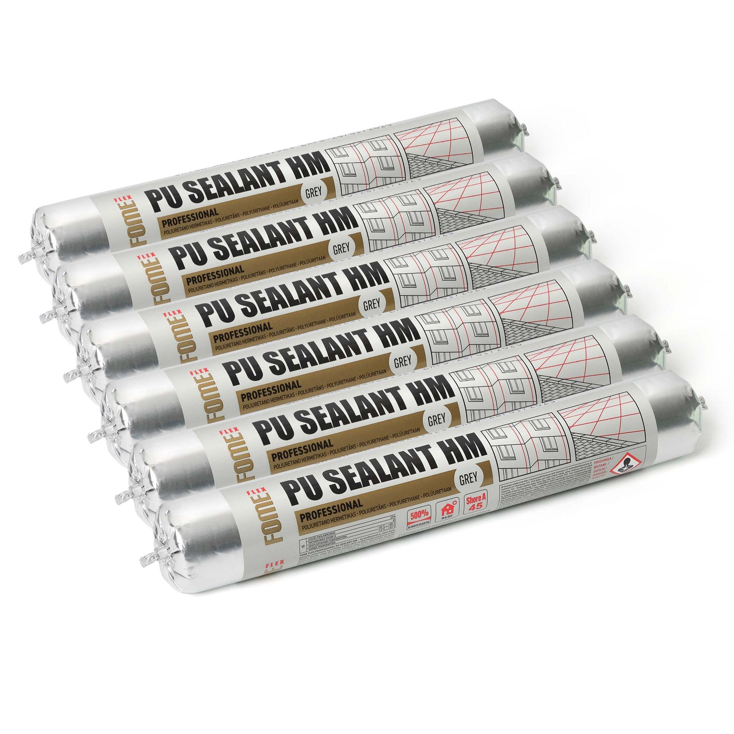 6 Stück FOME FLEX PU-DICHTUNGSMITTEL HM, grau