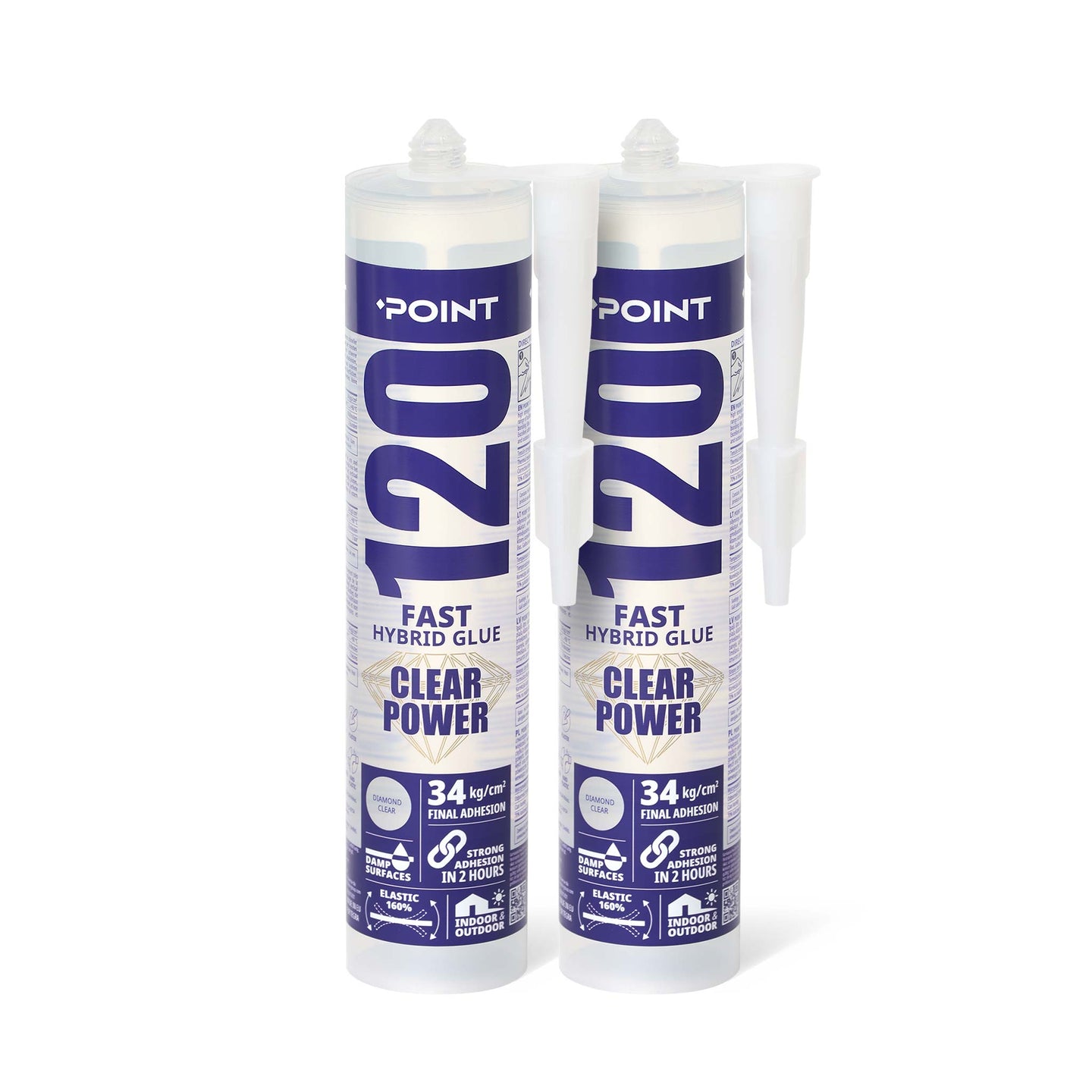 2 Stück POINT 120 CLEAR POWER, transparent