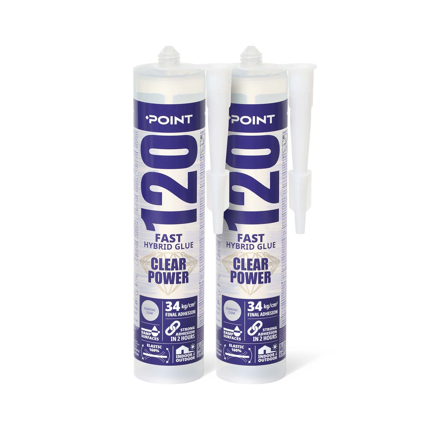 2 Stück POINT 120 CLEAR POWER, transparent