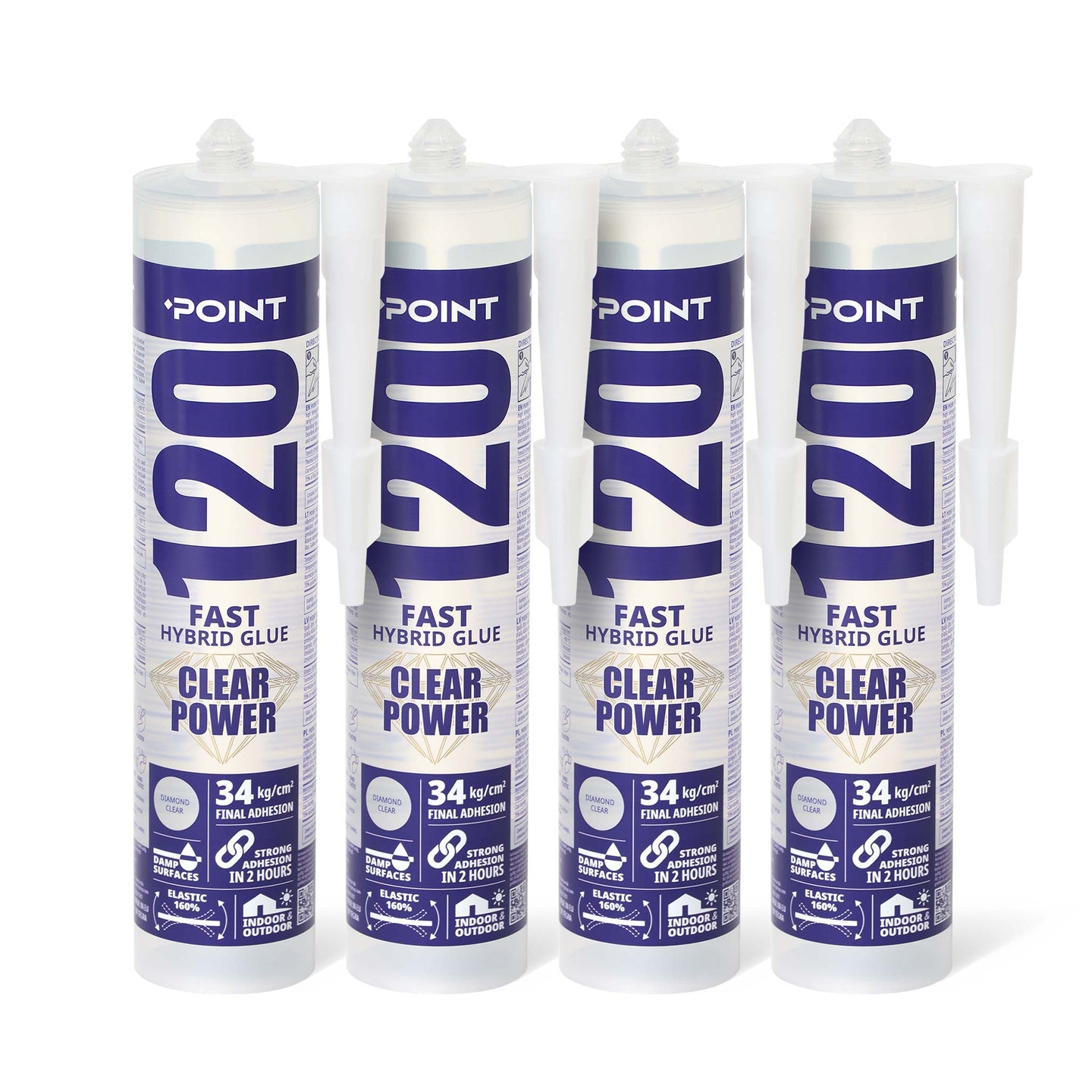 4 Stück POINT 120 CLEAR POWER, transparent