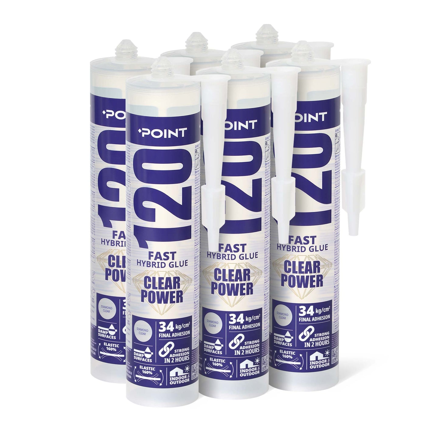 6 Stück POINT 120 CLEAR POWER, transparent