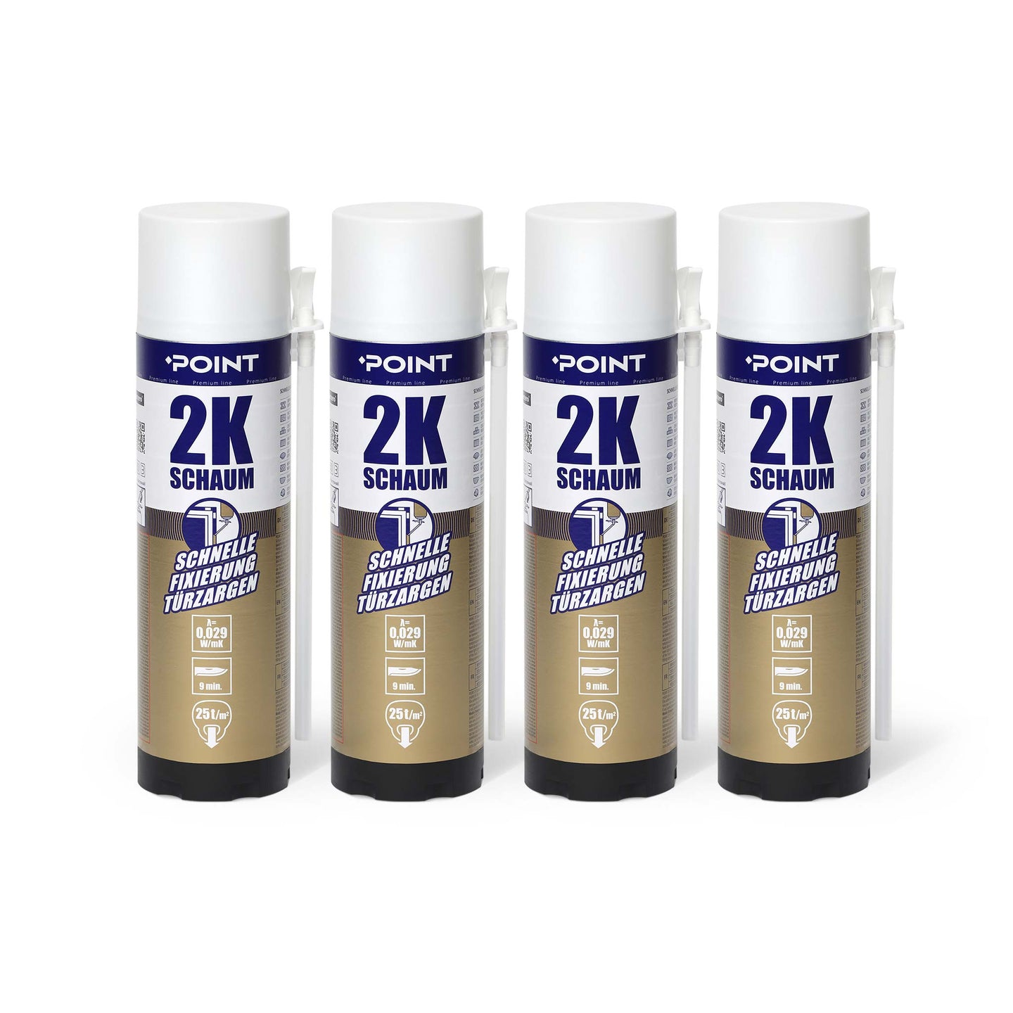 4 Stück POINT 2K PU-Montageschaum, 400ml