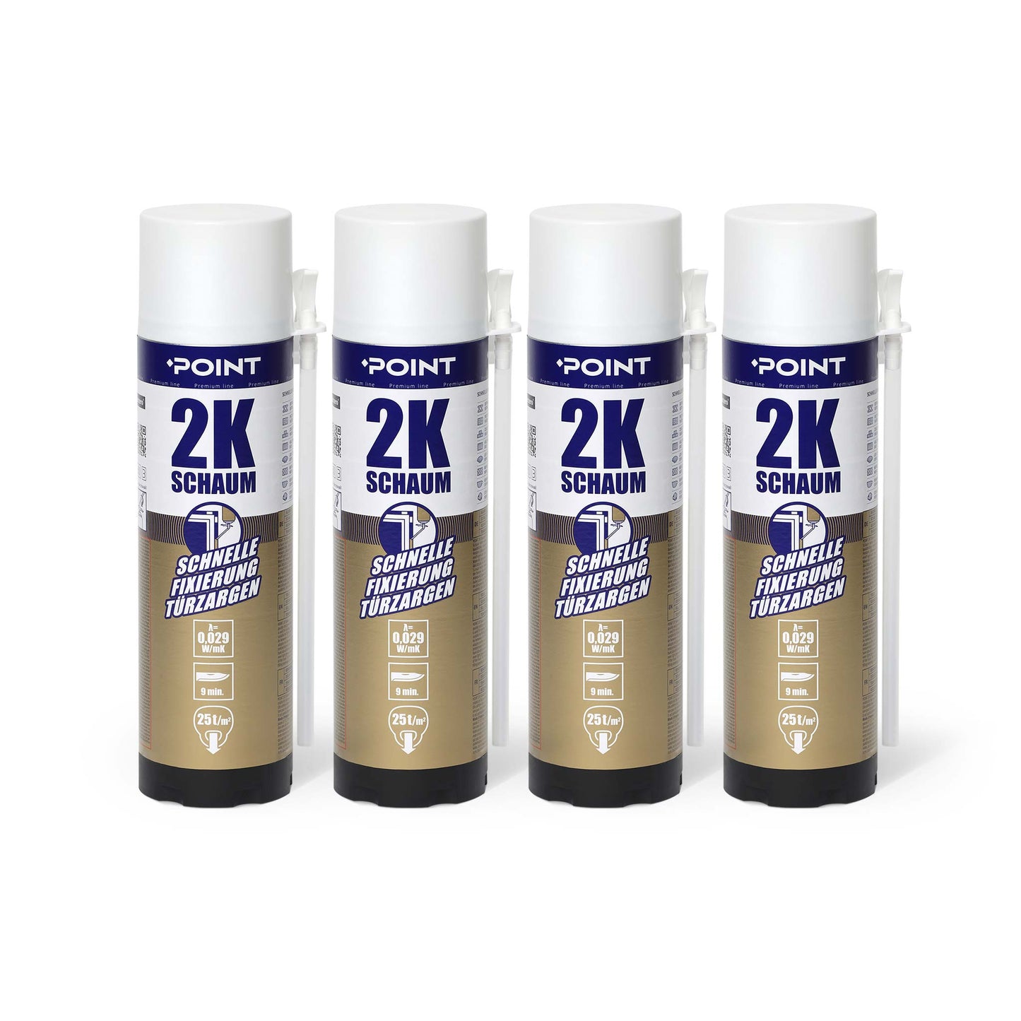 4 Stück POINT 2K PU-Montageschaum, 400ml