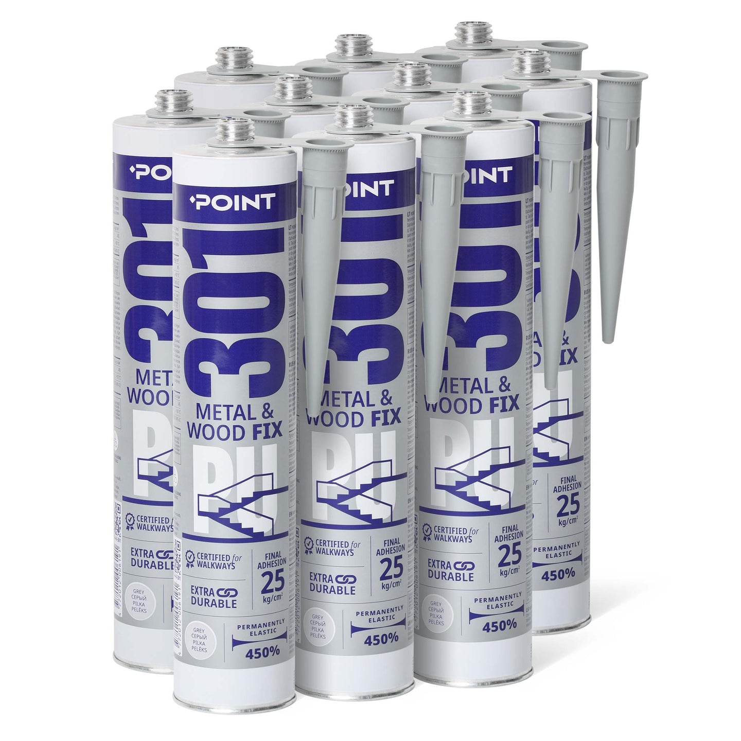 10 Stück POINT 301 PU METAL & WOOD FIX, 300ml