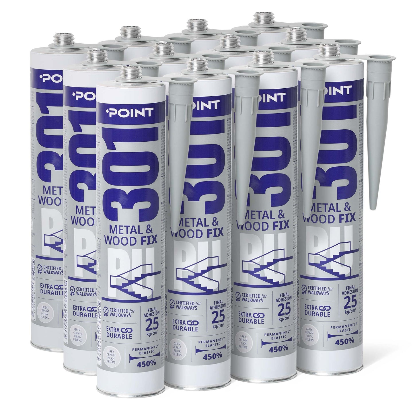 12 Stück POINT 301 PU METAL & WOOD FIX, 300ml