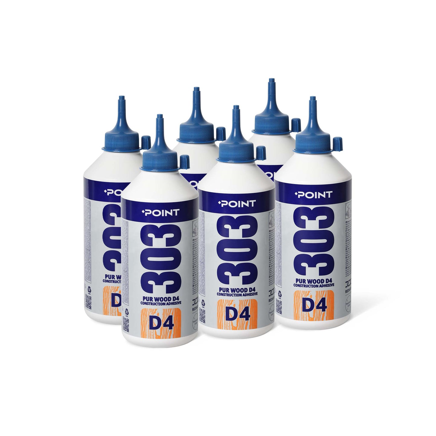 6 Stück POINT 303 PUR D4 Konstruktions-Holzklebstoff