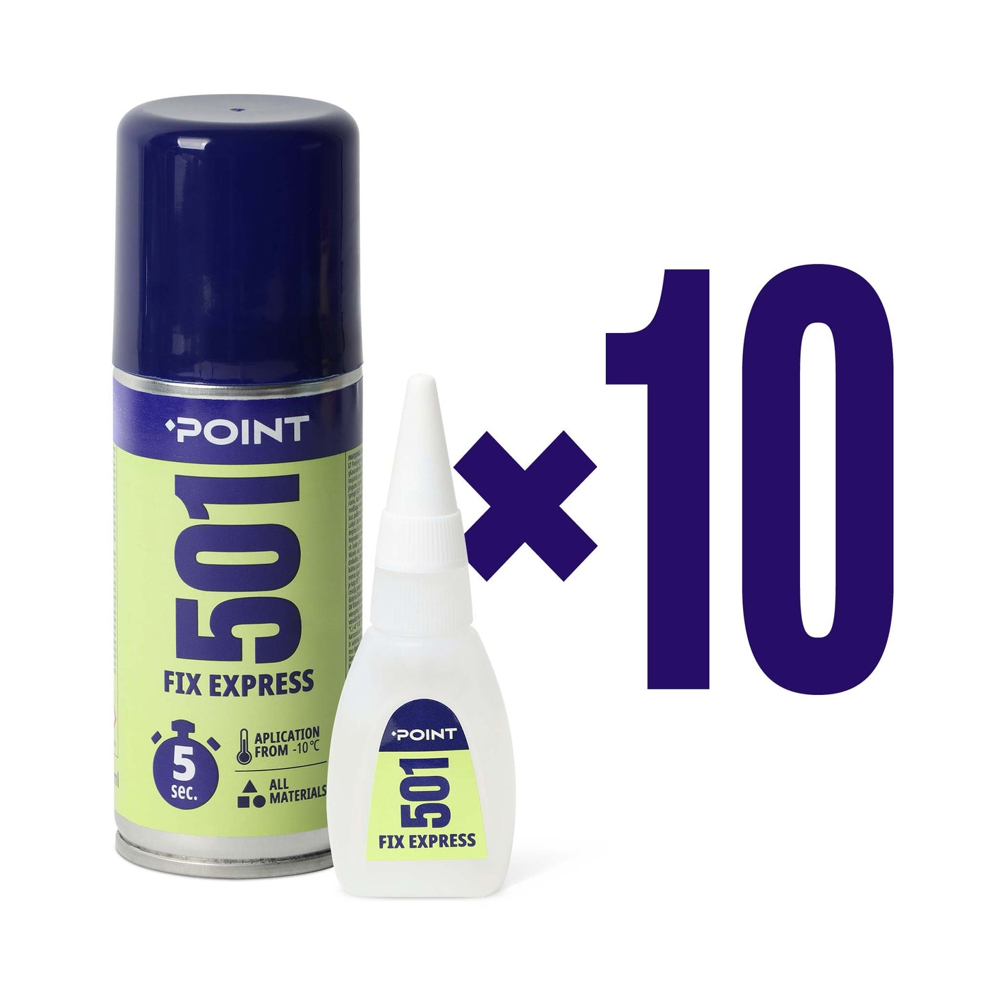 10 Stück POINT 501 FIX EXPRESS Kleber mit Aktivator, 100ml + 25g