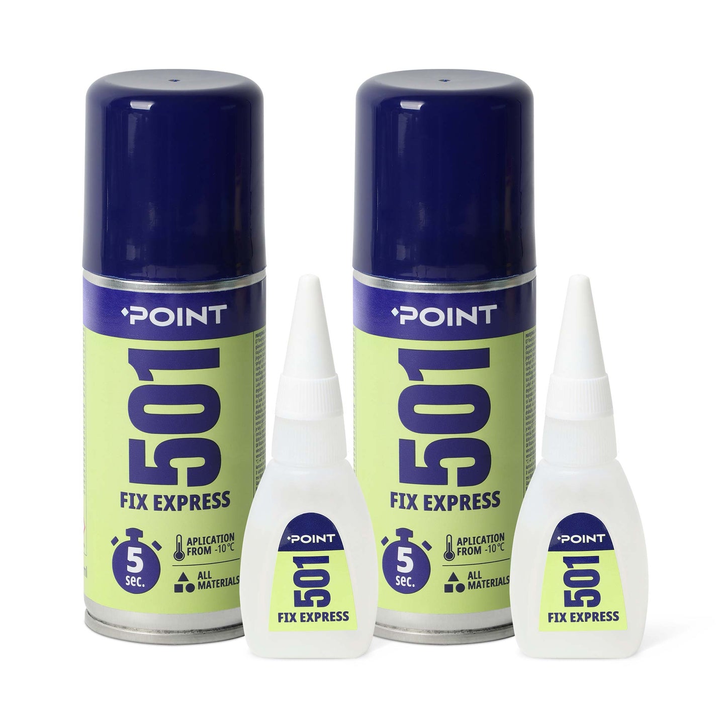 2 Stück POINT 501 FIX EXPRESS Kleber mit Aktivator, 100ml + 25g