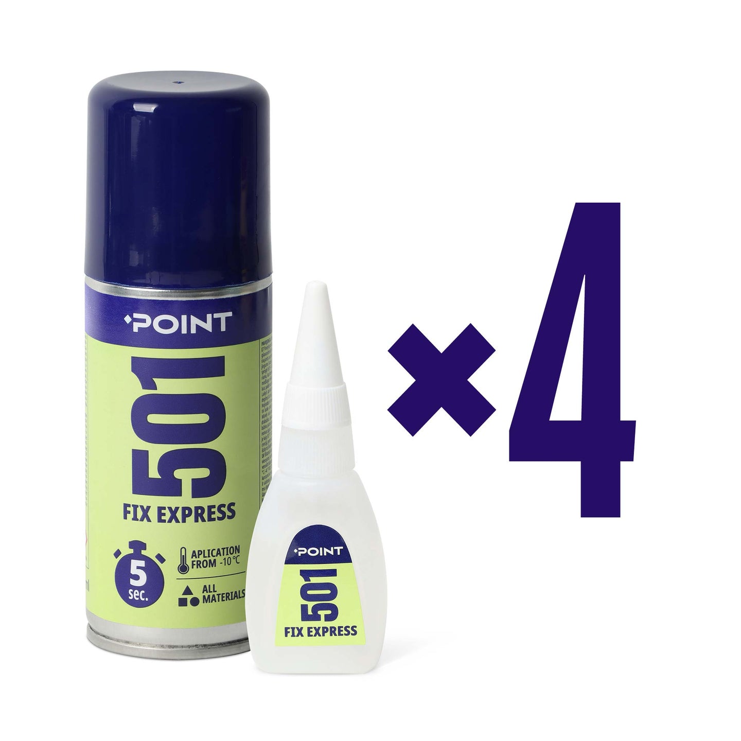 4 Stück POINT 501 FIX EXPRESS Kleber mit Aktivator, 100ml + 25g