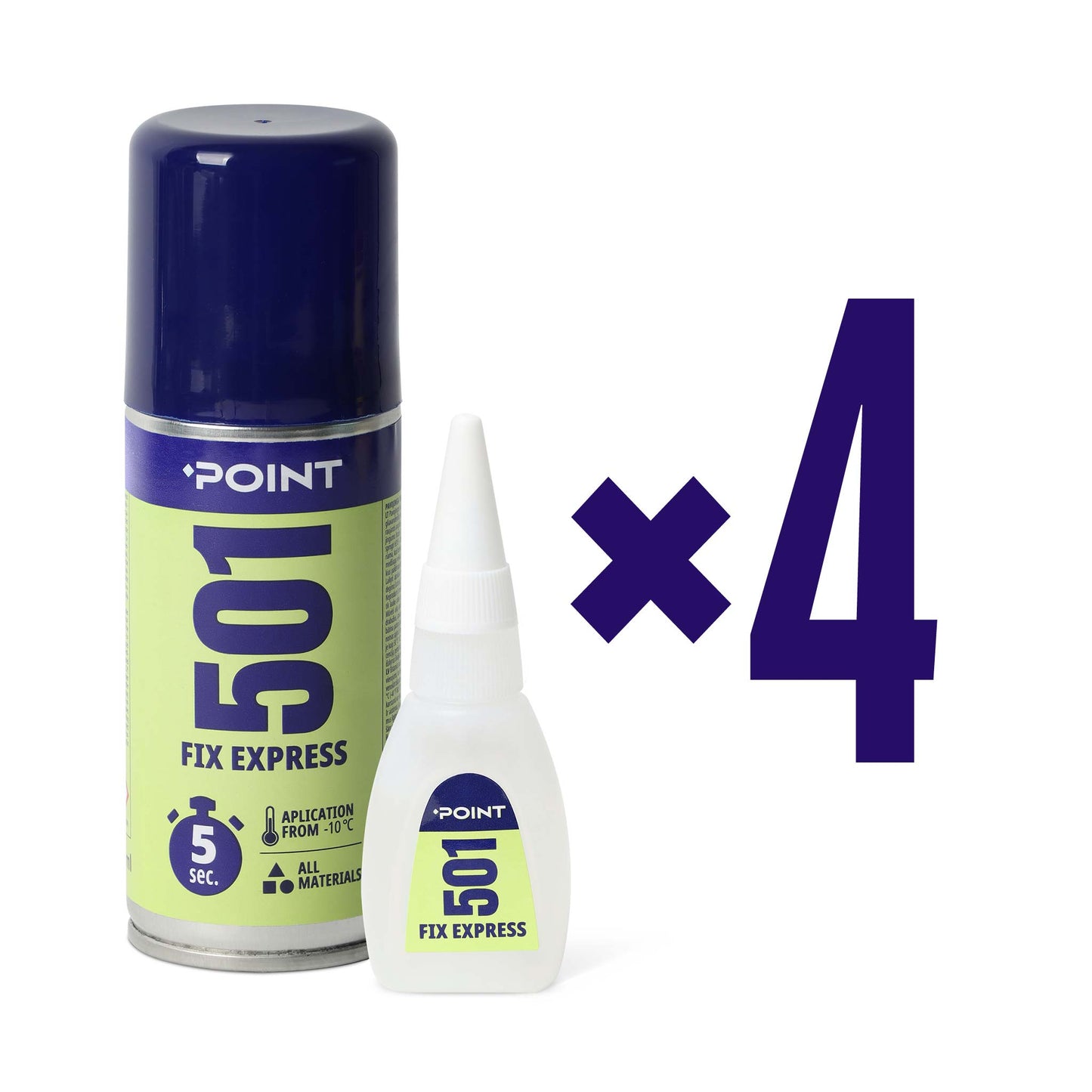 4 Stück POINT 501 FIX EXPRESS Kleber mit Aktivator, 100ml + 25g