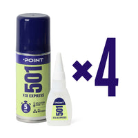4 Stück POINT 501 FIX EXPRESS Kleber mit Aktivator, 100ml + 25g