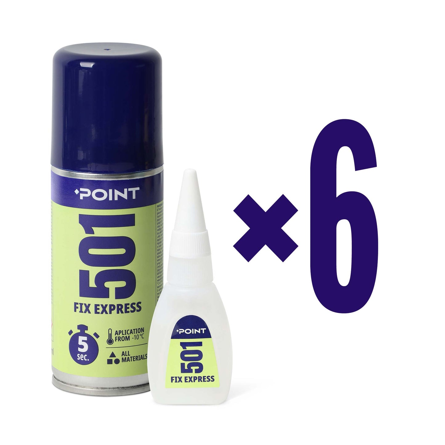 6 Stück POINT 501 FIX EXPRESS Kleber mit Aktivator, 100ml + 25g