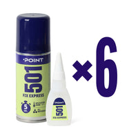 6 Stück POINT 501 FIX EXPRESS Kleber mit Aktivator, 100ml + 25g